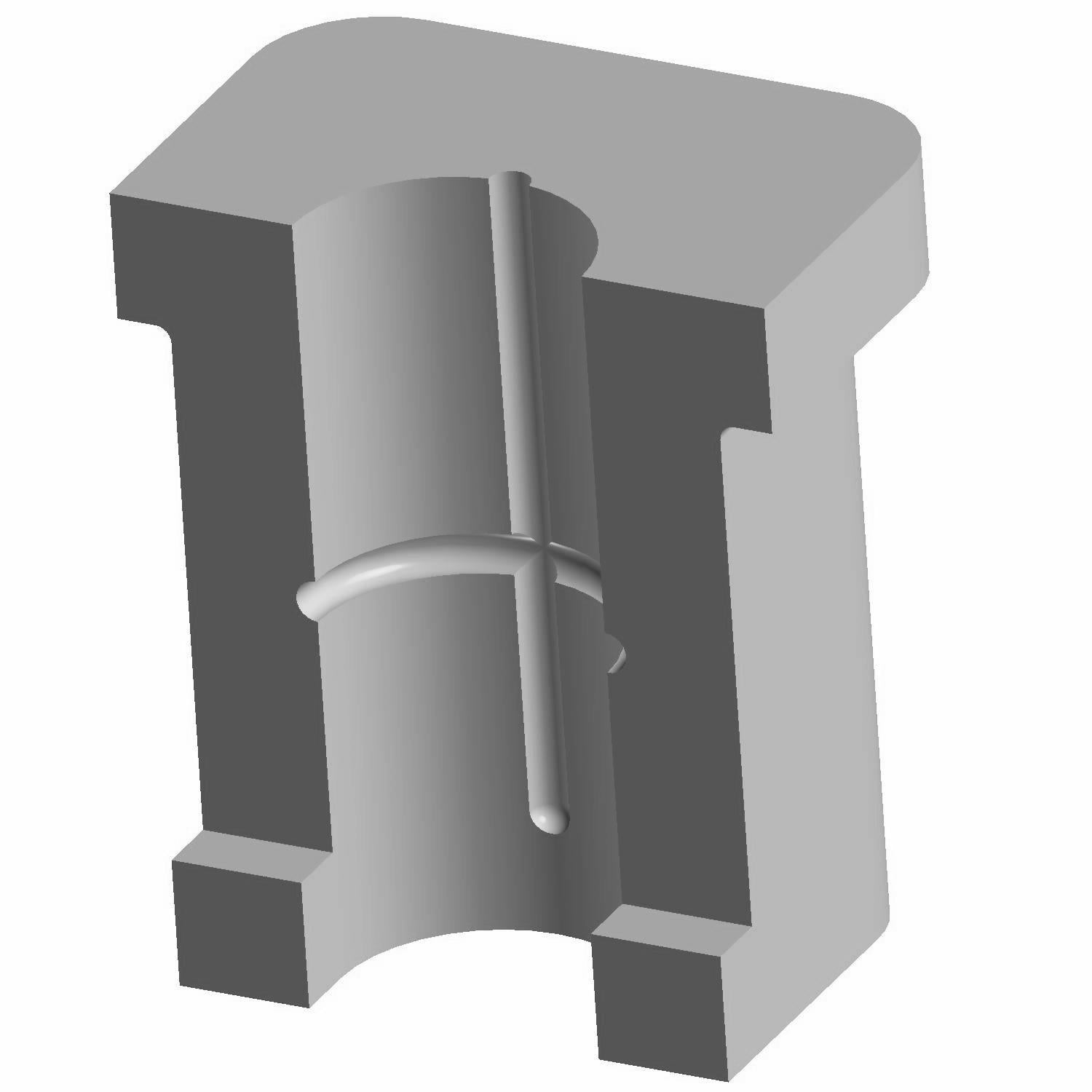 Gray molded rubber sway bar bushing with cylindrical center and flat mounting base.