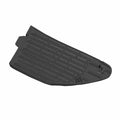 Black textured plastic left speaker grill with angled rectangular vent pattern and mounting tab.