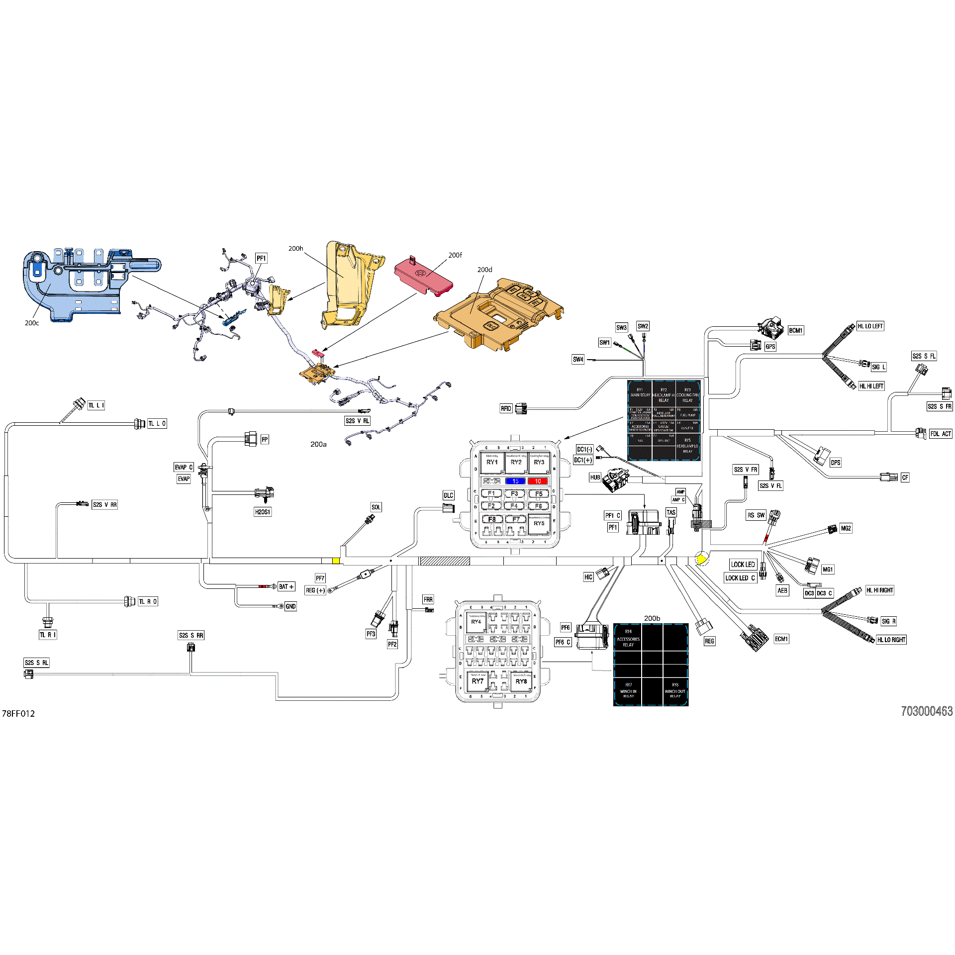 An Image of a Genuine Can-Am Parts Schematic Diagram showing the schematic - ELECTRIC - MAIN HARNESS - 710009382