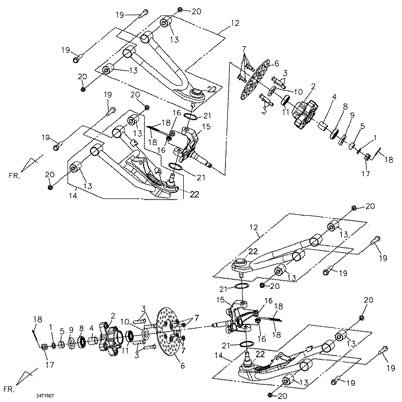 An Image of a Genuine Can-Am Parts Schematic Diagram showing the schematic - FRONT SUSPENSION 