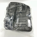 Black molded plastic airbox cover with horizontal ridges, sealed in clear plastic wrap.