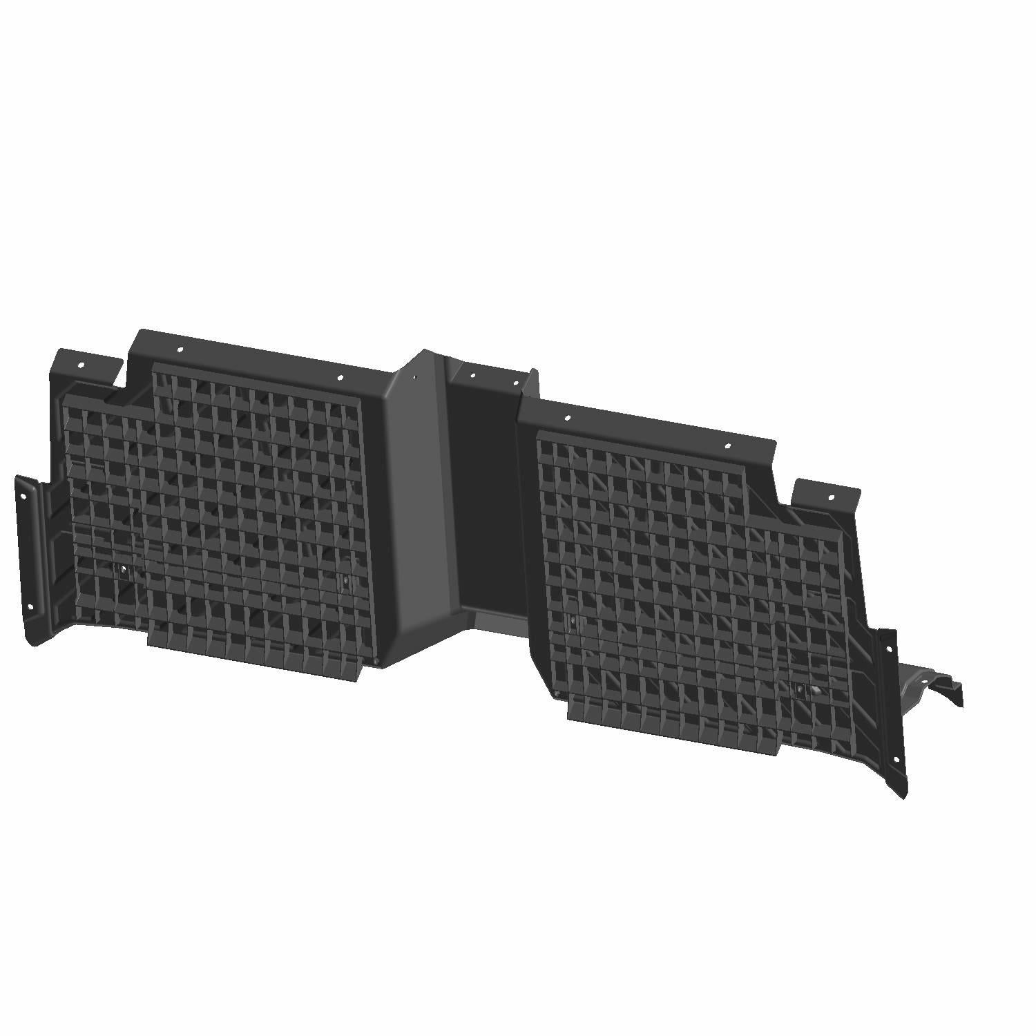 Gloss black rear floor panel with textured grip surface and mounting brackets for Polaris UTV.
