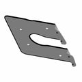 Black metal breather plate with a U-shaped cutout and mounting holes designed for rear installation.