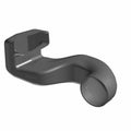 Black curved clutch duct outlet with rounded end and mounting bracket slot.