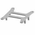 Black metal ECU mount bracket with four rounded corners and four protruding cylindrical posts.