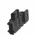 Black plastic brake line retainer clip with mounting hole and ridged edges.