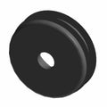 Black ribbed circular end cap plug with central hole, designed for 1.125-inch fitment.