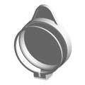 Gray round plastic lid bottle washer bracket with an extended tab for attachment.
