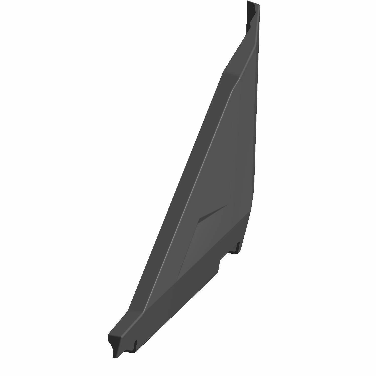 Matte black angled bolster panel cover with smooth surface and subtle contour lines.