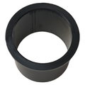Black cylindrical spool bushing with smooth surface and wide flange edge, made of durable material.