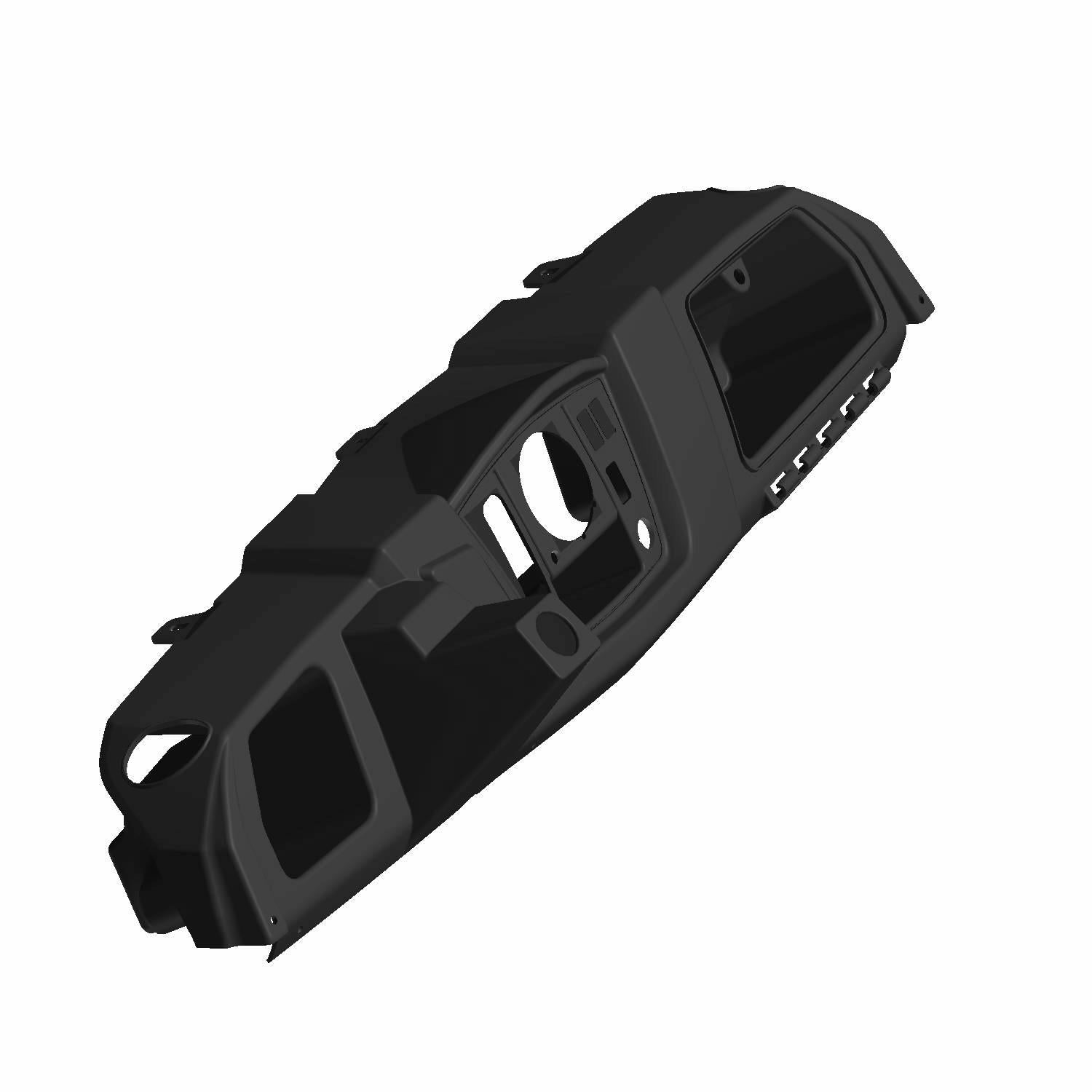 Black dashboard panel for Polaris Ranger EFI with multiple cutouts and textured surface.
