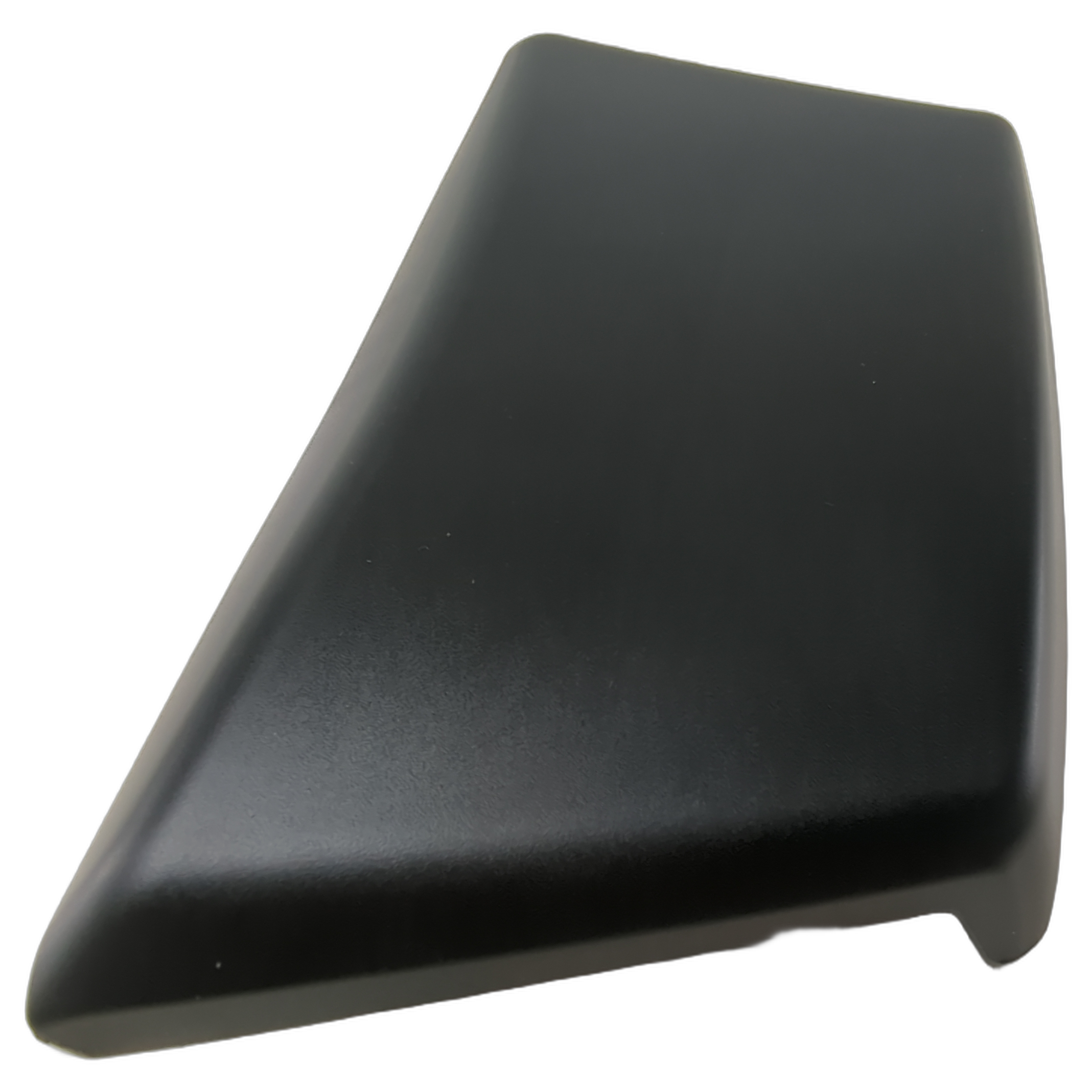 Black curved backrest pad with smooth surface, designed for Polaris ATV seats.