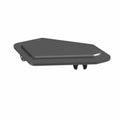Black rectangular plastic actuator latch with angled edges and two mounting clips underneath.