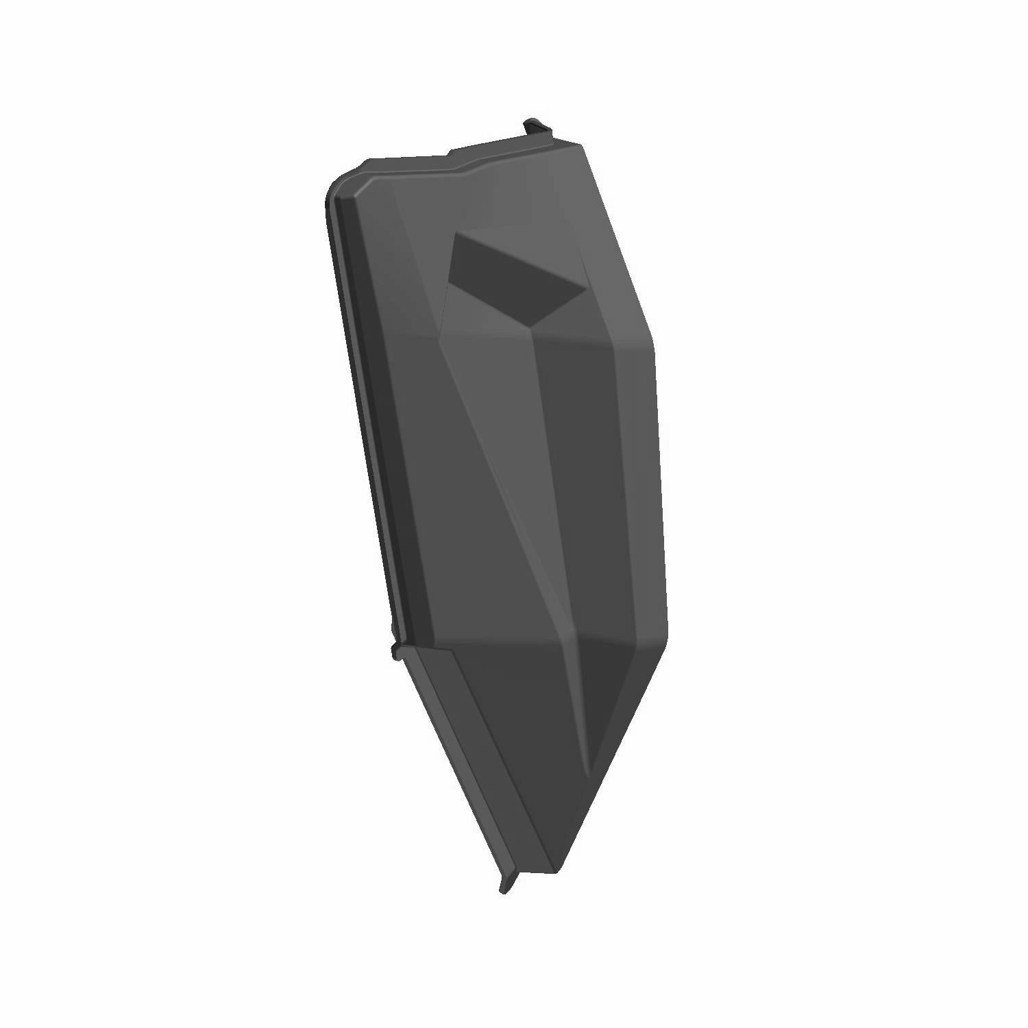Matte black angular plastic rear lower door inner panel for Polaris RZR left side.