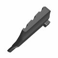 Matte black angular coolant diverter with stepped ridges and mounting tab.