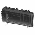 Black rectangular plastic airbox cover with textured grid pattern and securing tabs.