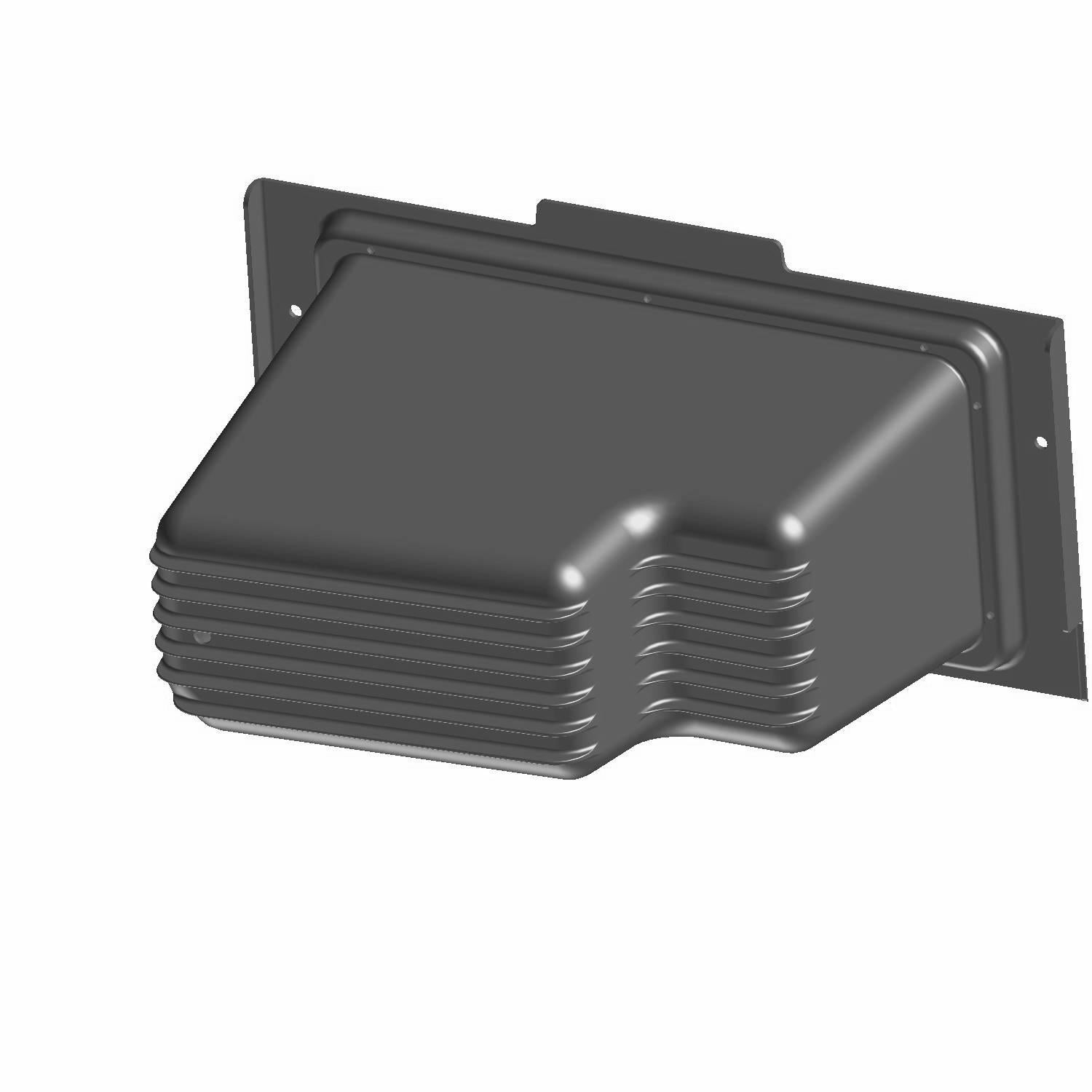 Black rectangular plastic storage box with ribbed sides and mounting flange designed for Polaris Ranger UTVs.