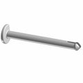 Silver metal hinge pin with flat circular head and rounded tip.