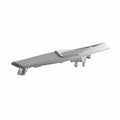 Gray plastic right-side speaker grill with horizontal slats and attachment clips.