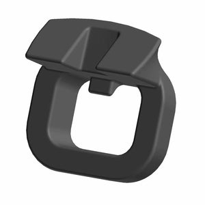 The Antenna Locating Wedge by Polaris is a black, plastic rectangular clip with a rounded edge and angled flat top, shown on a white background—an essential OEM part for your Indian motorcycle.