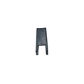 Black rectangular secondary clutch slider with a U-shaped notch at one end, made of durable material.