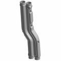 Gray molded plastic intake duct with dual tubular channels and mounting points.