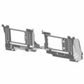 Black plastic rear lower closeoff panel with grid-like reinforcement and mounting holes.