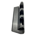 Gloss black plastic tailgate latch handle with rectangular mounting holes and curved grip design.