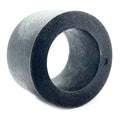 Black cylindrical rubber suspension bushing with hollow center and smooth outer surface.