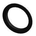 Black circular rubber spring adapter with smooth surface and uniform thickness.