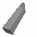 Polaris cargo box panel in smooth gray plastic with mounting tabs and vent slots.