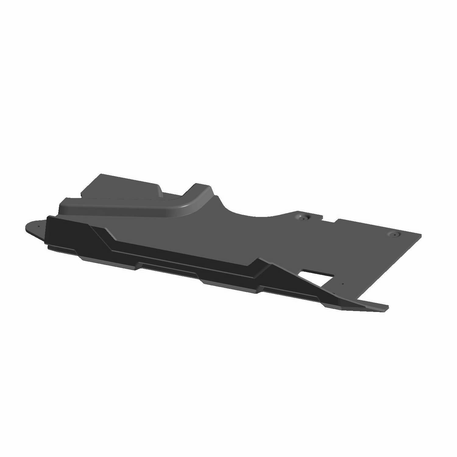 Black underbody skid plate protector with angular design for Polaris Ranger UTV right side.
