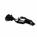 Black molded plastic motorcycle dash panel with mounting brackets and cutouts.