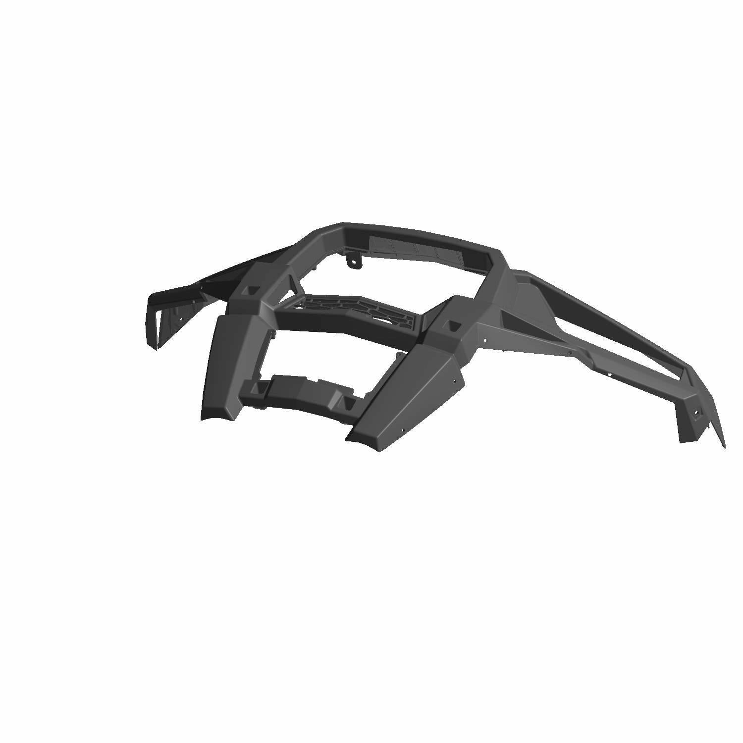 Glossy black front fascia with angular, aerodynamic design and integrated mounting points for Polaris RZR XP 4 Turbo 2016.