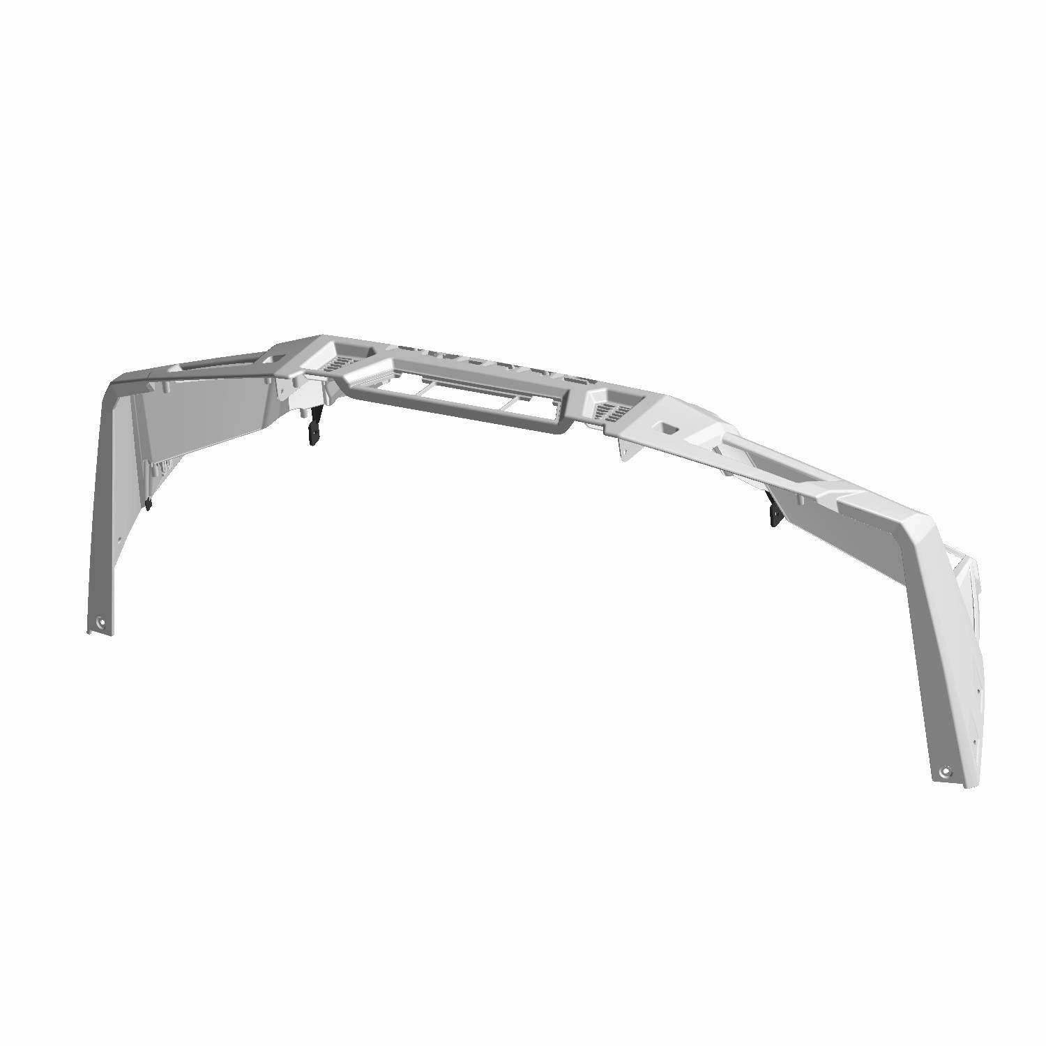 Gray metal front fascia frame with angular design and mounting points for Polaris UTV models.