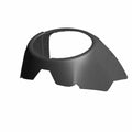 Black motorcycle fairing with smooth curved edges and a large central circular cutout.