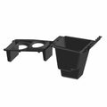 Black rear console center top with dual cup holders and a storage compartment for Polaris General vehicles.