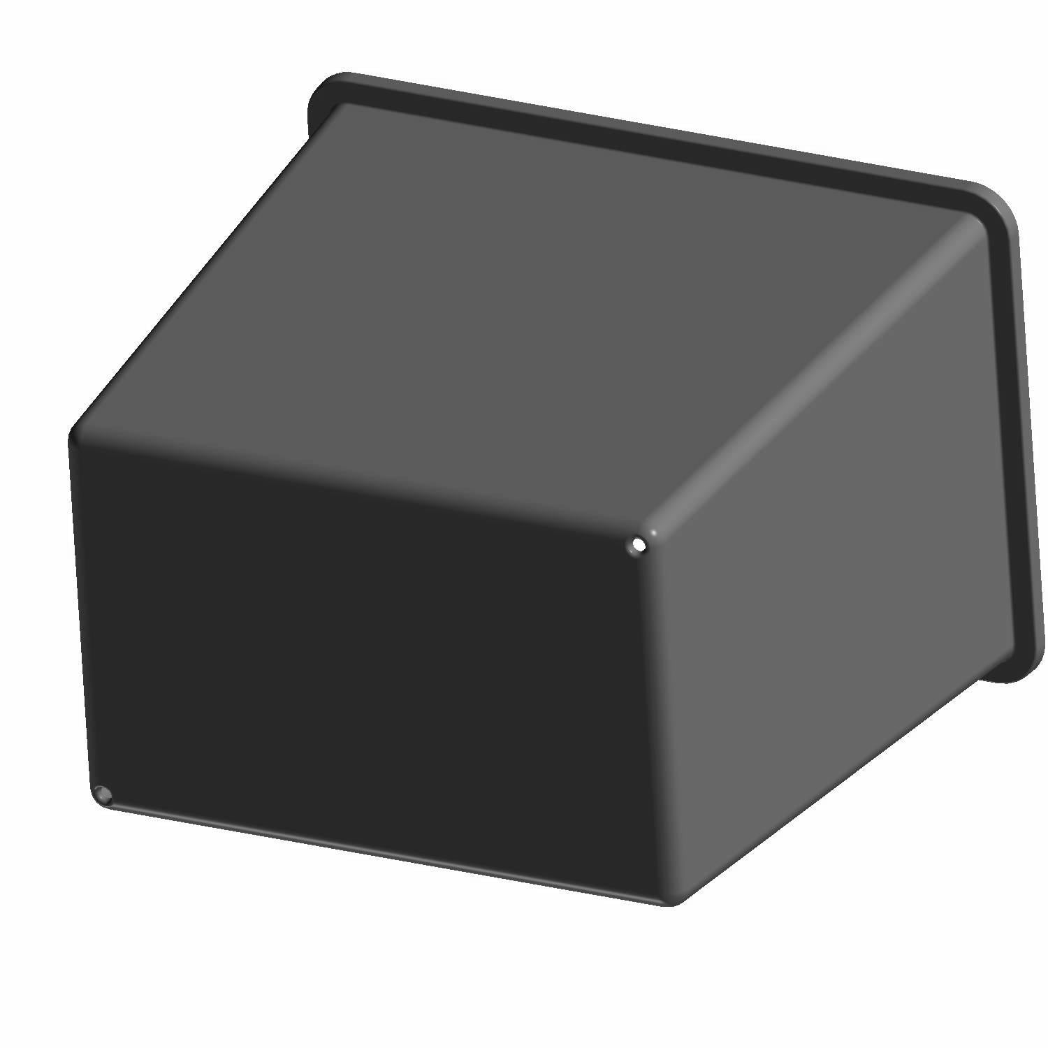 Black rectangular underseat storage compartment with angled front panel for Polaris UTV.