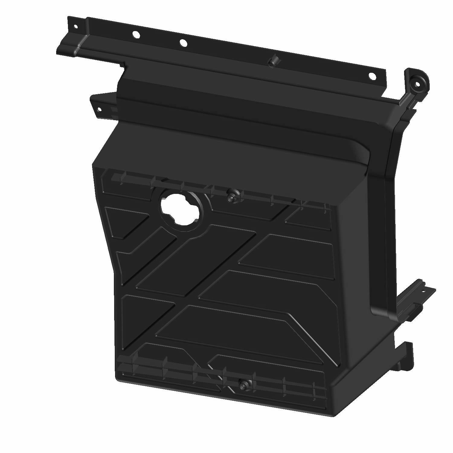 Gloss black rear floor panel for Polaris General side-by-side, durable molded plastic with mounting points.