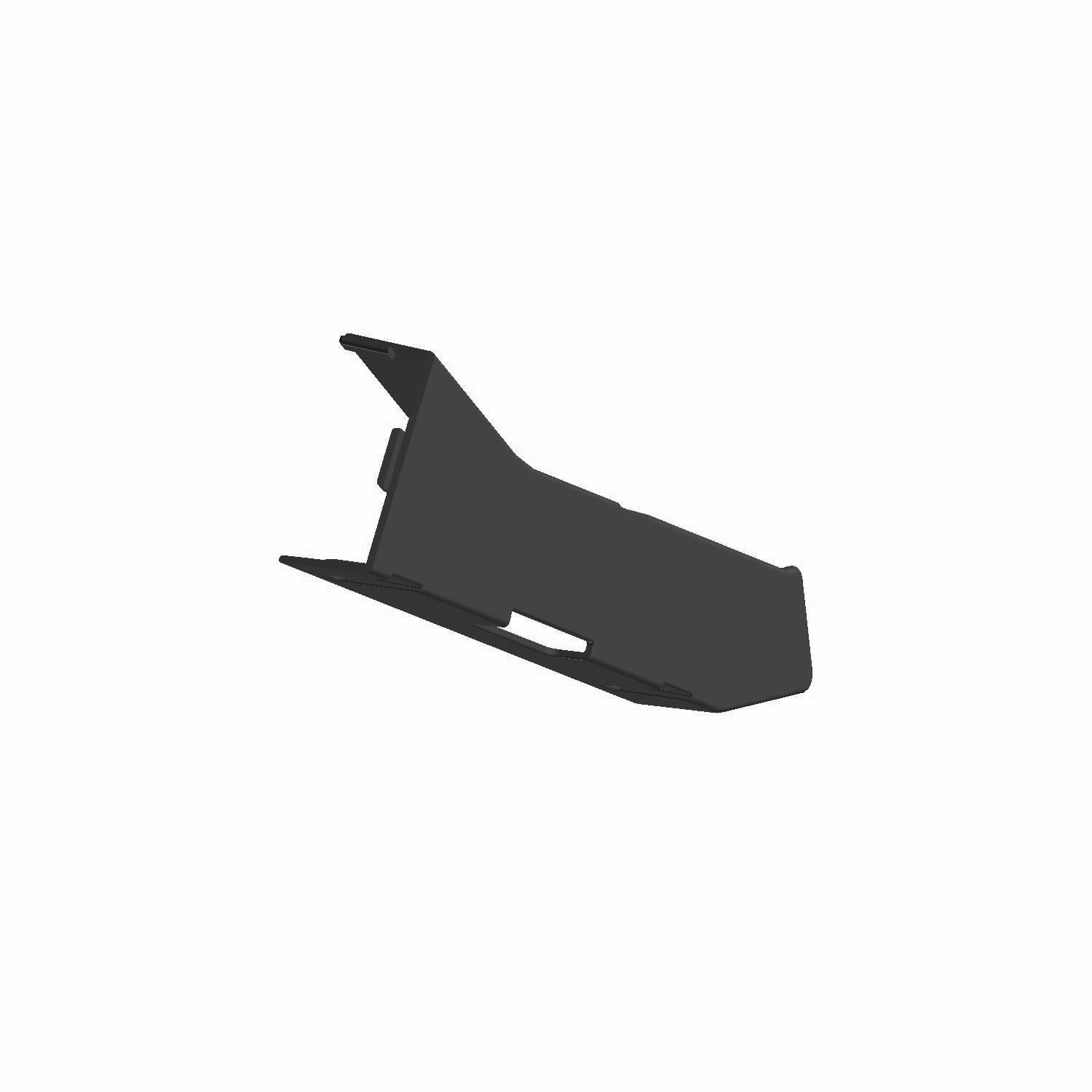 Black molded plastic upper center fender panel with angled design for Polaris UTV left side.