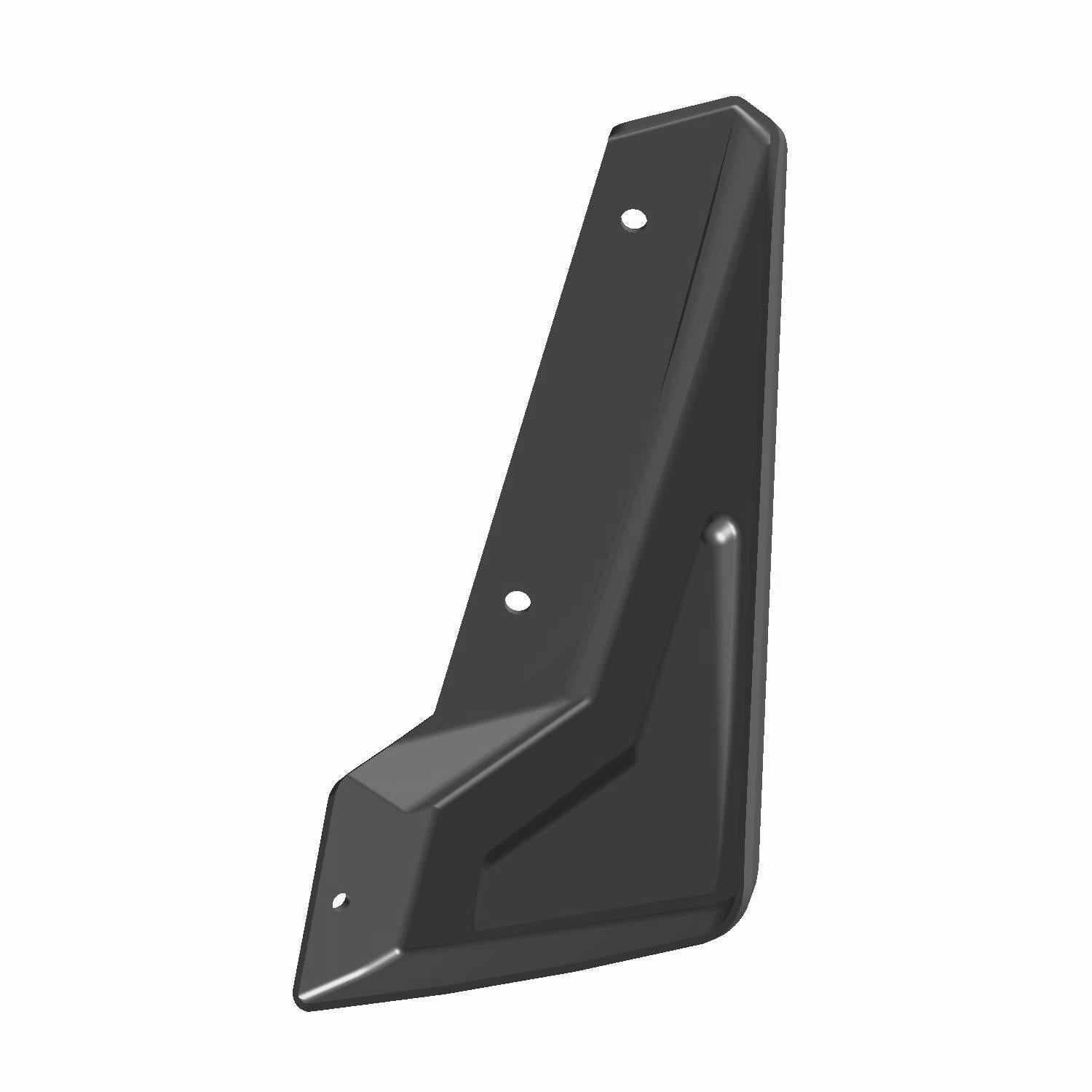 Black angular front right fender flare with mounting holes for Polaris UTV side-by-side.