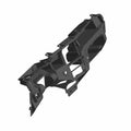 Black angular plastic main carrier dash panel with multiple mounting points and vent openings.
