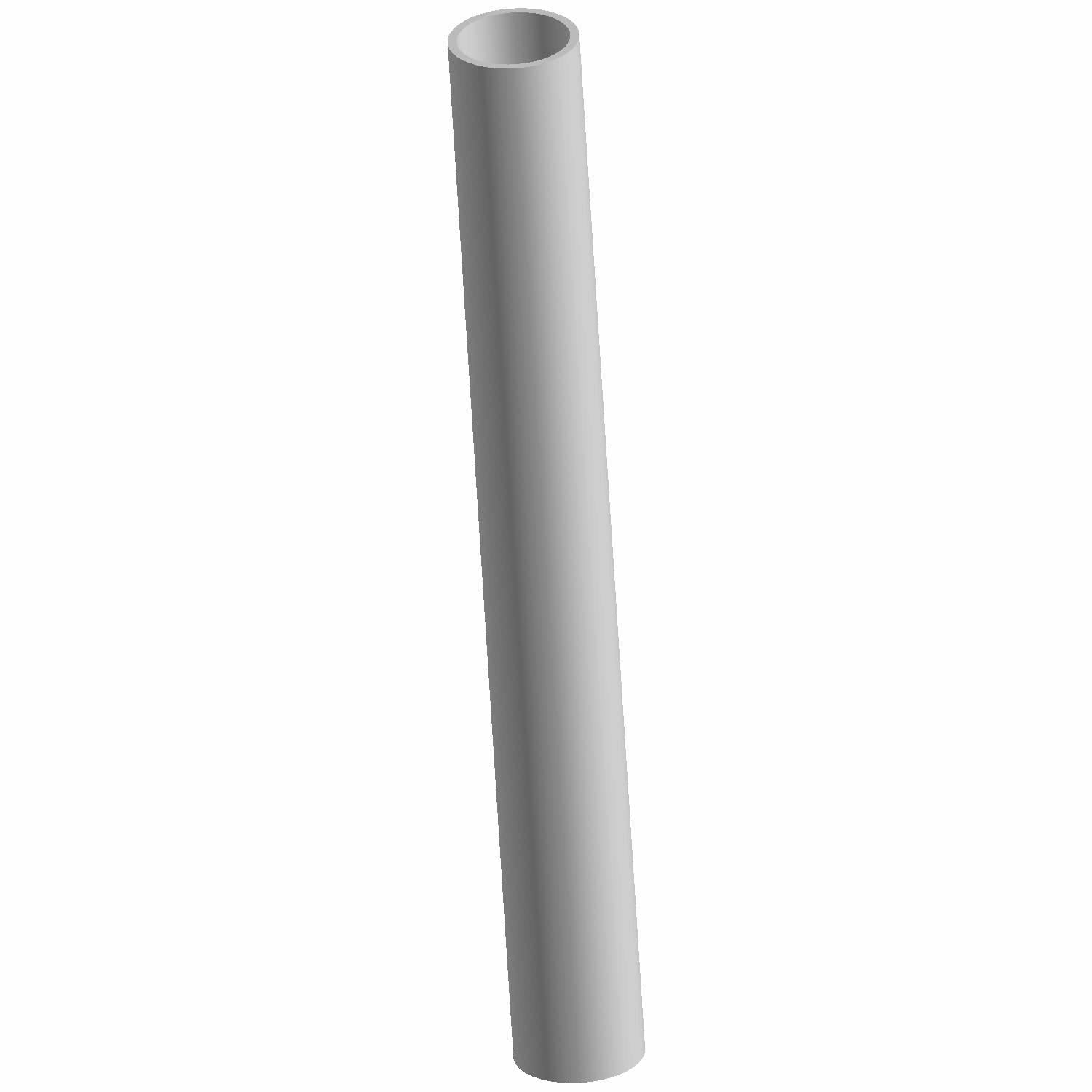 Smooth light gray cylindrical plastic hose with a flared opening at one end.