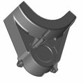 Gray plastic guard chain upper piece with angular design and mounting points.