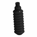 Black flexible rubber bellows driveline cover with ribbed accordion design.