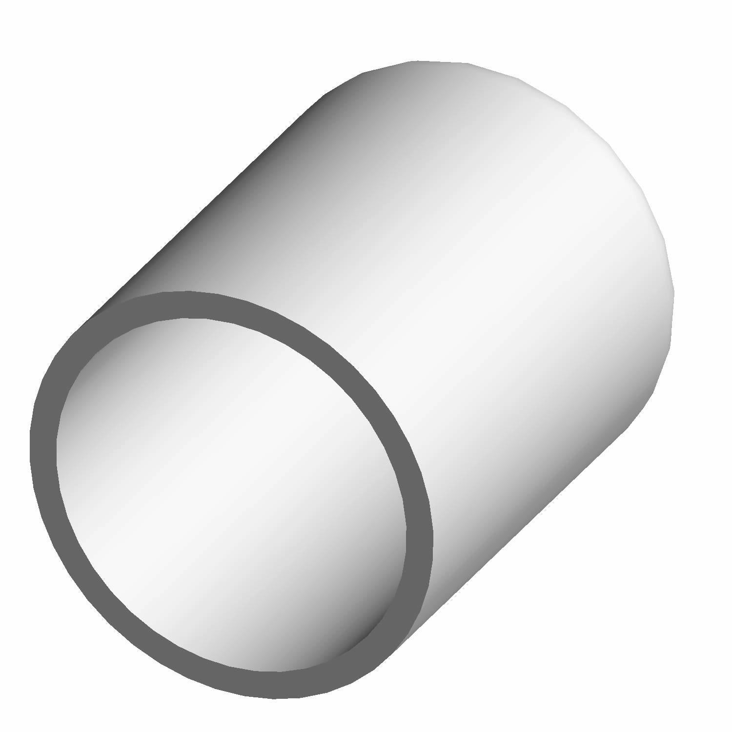 Smooth cylindrical silver metal plug for mirror arm with hollow center.