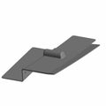 Black metal close off condenser with angled shape and central raised tab.