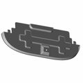 Black plastic access panel with contoured edges and central mounting hole, designed for engine coverage.