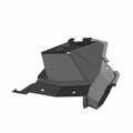 Matte black angular lower dash panel with mounting holes, designed for Polaris RZR RS1 models.