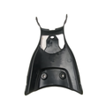 Black molded plastic motorcycle rear fender with mounting holes and contoured design.